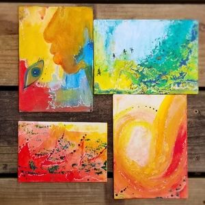 Abstract Painting Navigation Fire Water Canvas Art